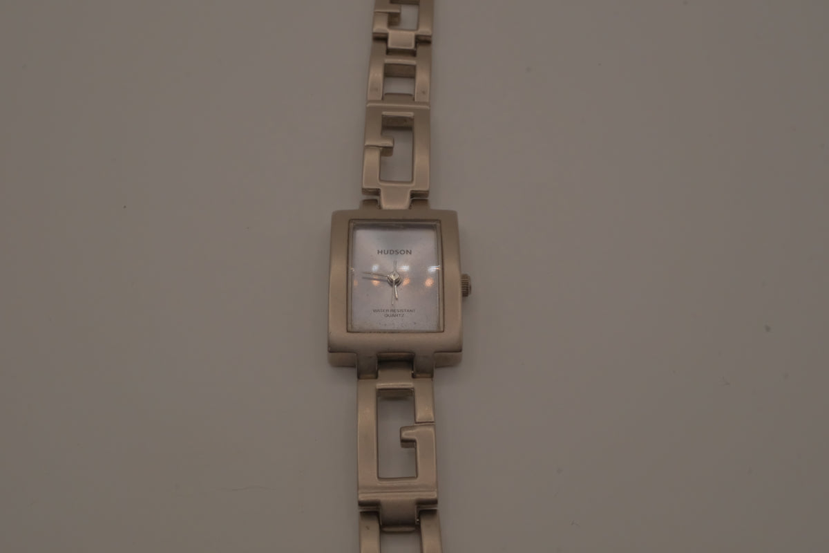 Vintage Silver tone Hudson Rectangular fashion watch