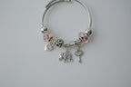 Vintage Pink and Silver Pandora Style Bracelet