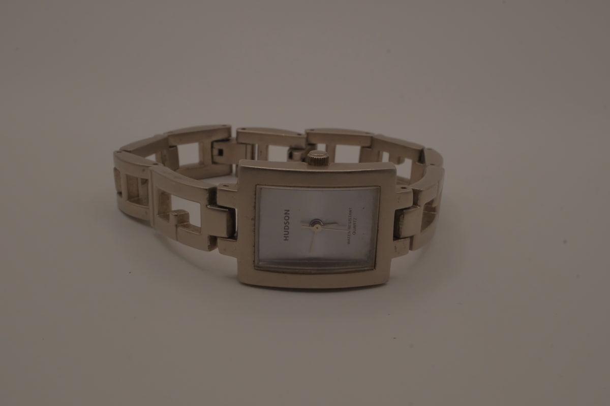 Vintage Silver tone Hudson Rectangular fashion watch