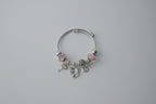 Vintage Pink and Silver Pandora Style Bracelet