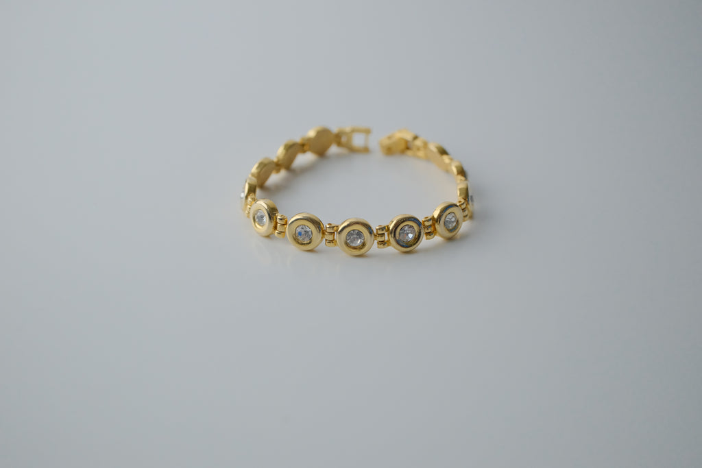 Vintage Gold Bezel Tennis Bracelet