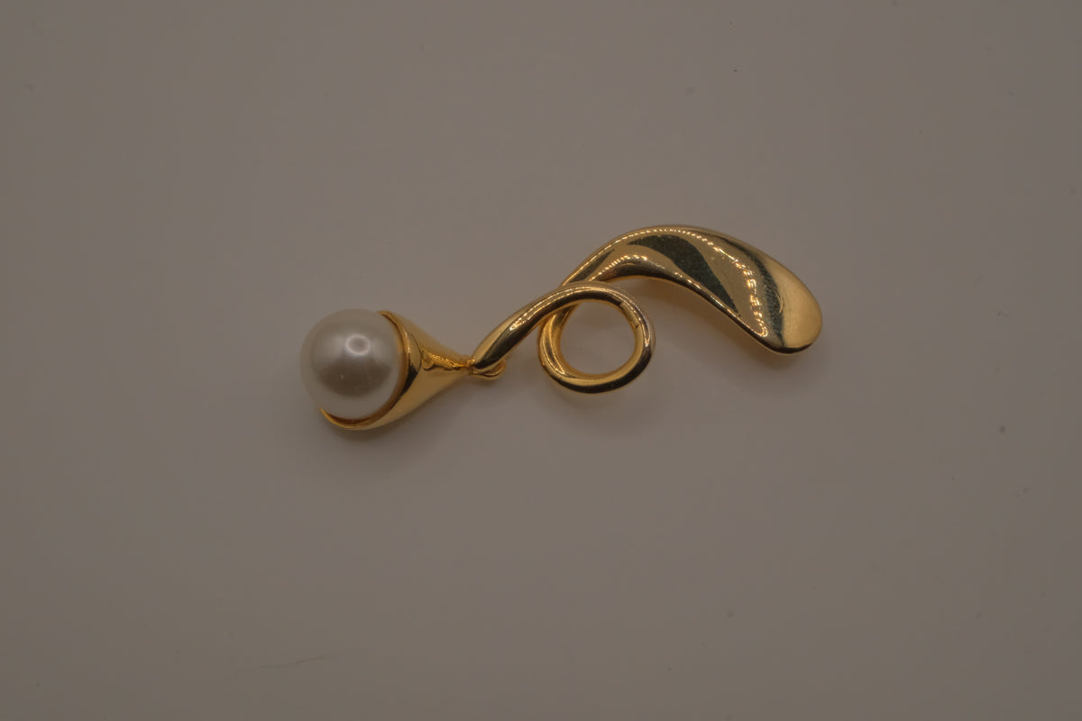 Gold-tone abstract statement brooch