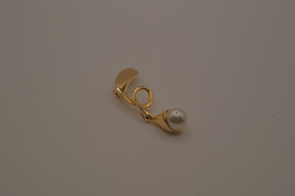 Gold-tone abstract statement brooch