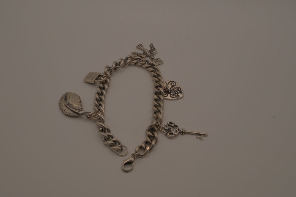 Vintage silver tone charm bracelet