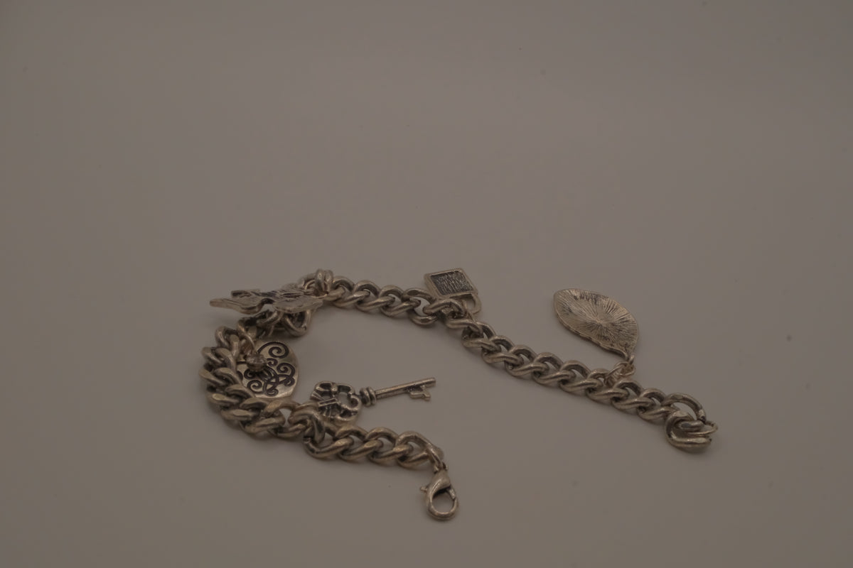 Vintage silver tone charm bracelet