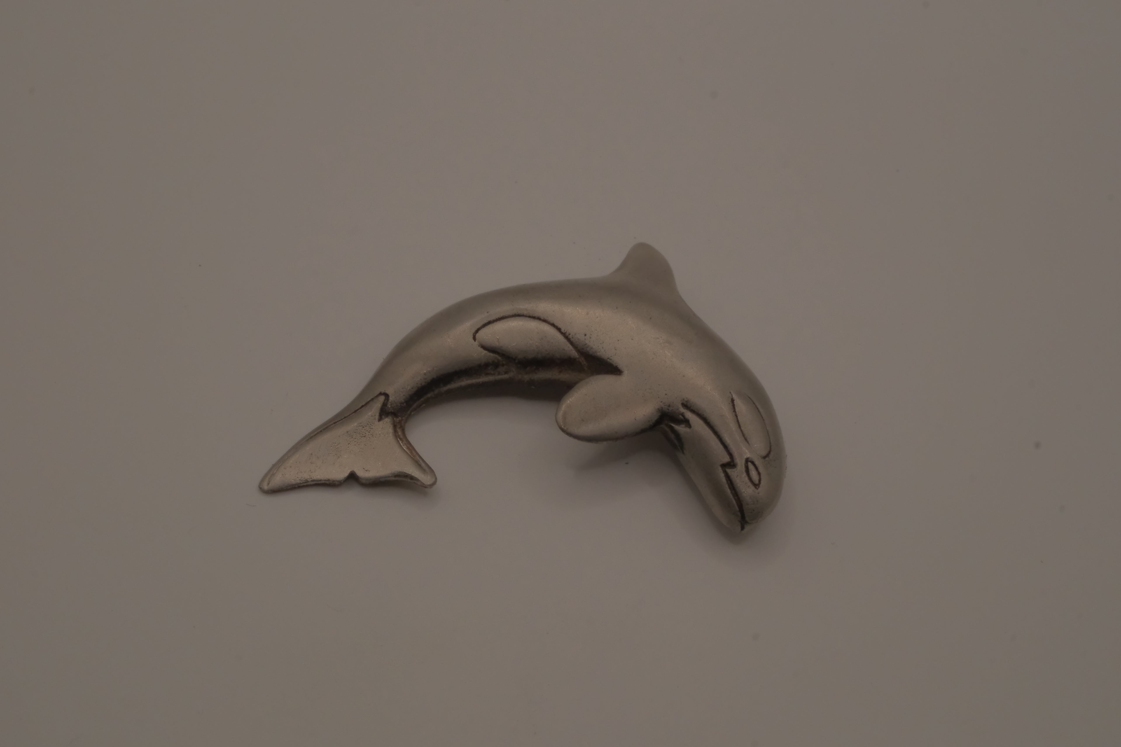 Vintage pewter orca whale brooch and Pendant