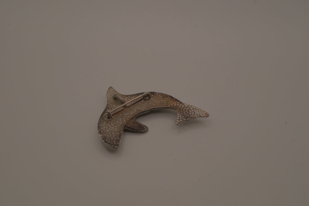 Vintage pewter orca whale brooch and Pendant