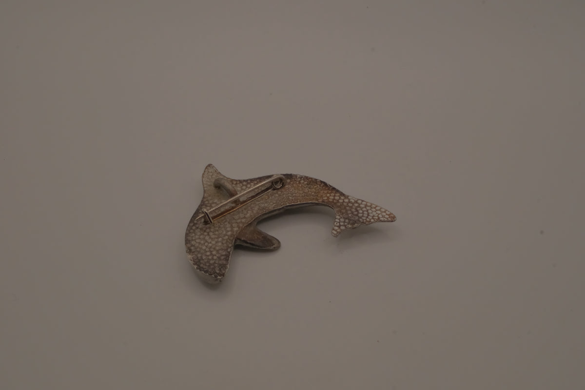 Vintage pewter orca whale brooch and Pendant