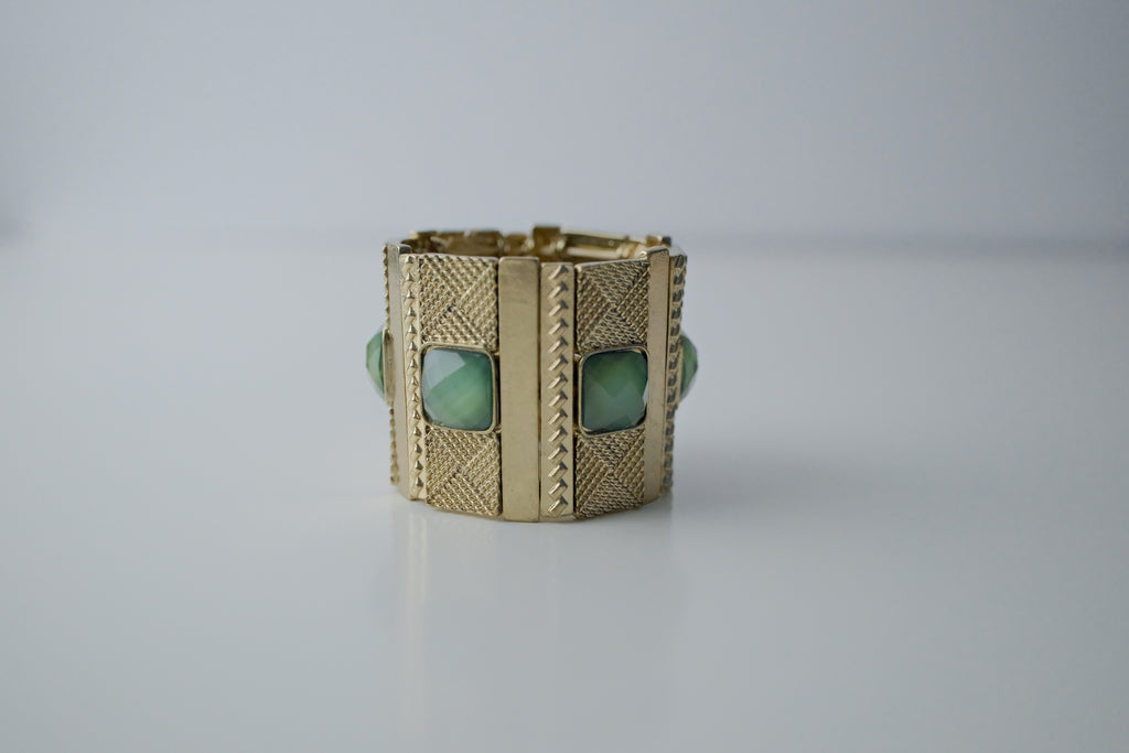 Vintage Wide Gold Textured Stretch Bracelet