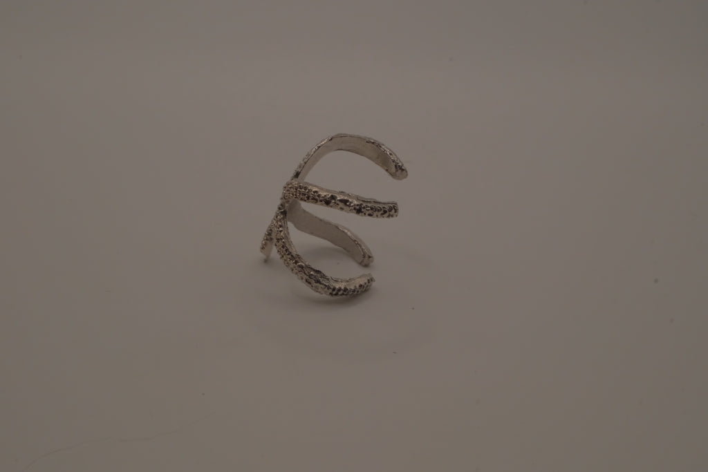 Silver adjustable starfish statement ring