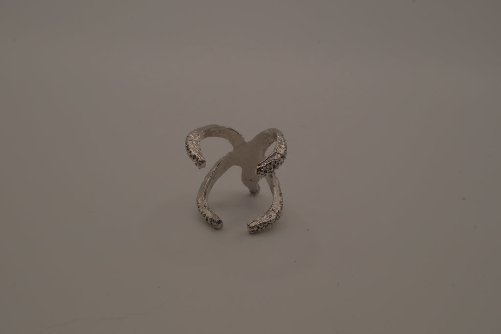 Silver adjustable starfish statement ring