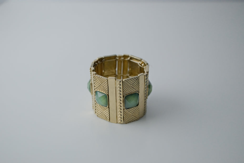 Vintage Wide Gold Textured Stretch Bracelet