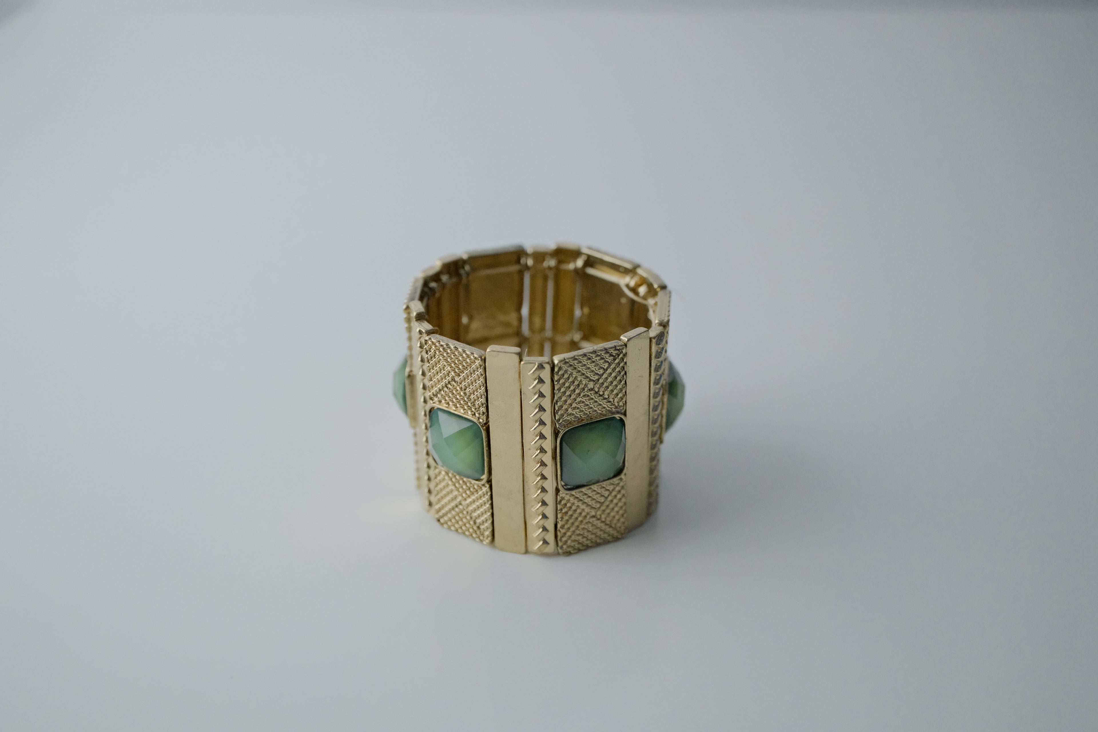 Vintage Wide Gold Textured Stretch Bracelet