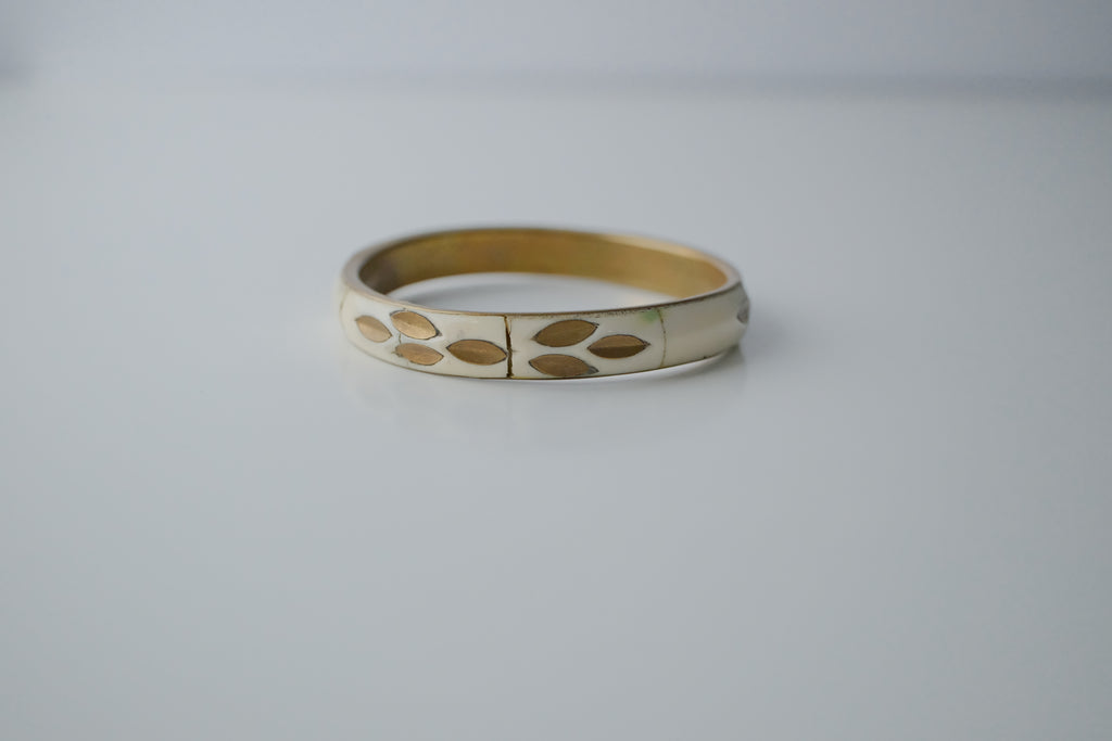 Vintage Carved Bone Brass Bangle