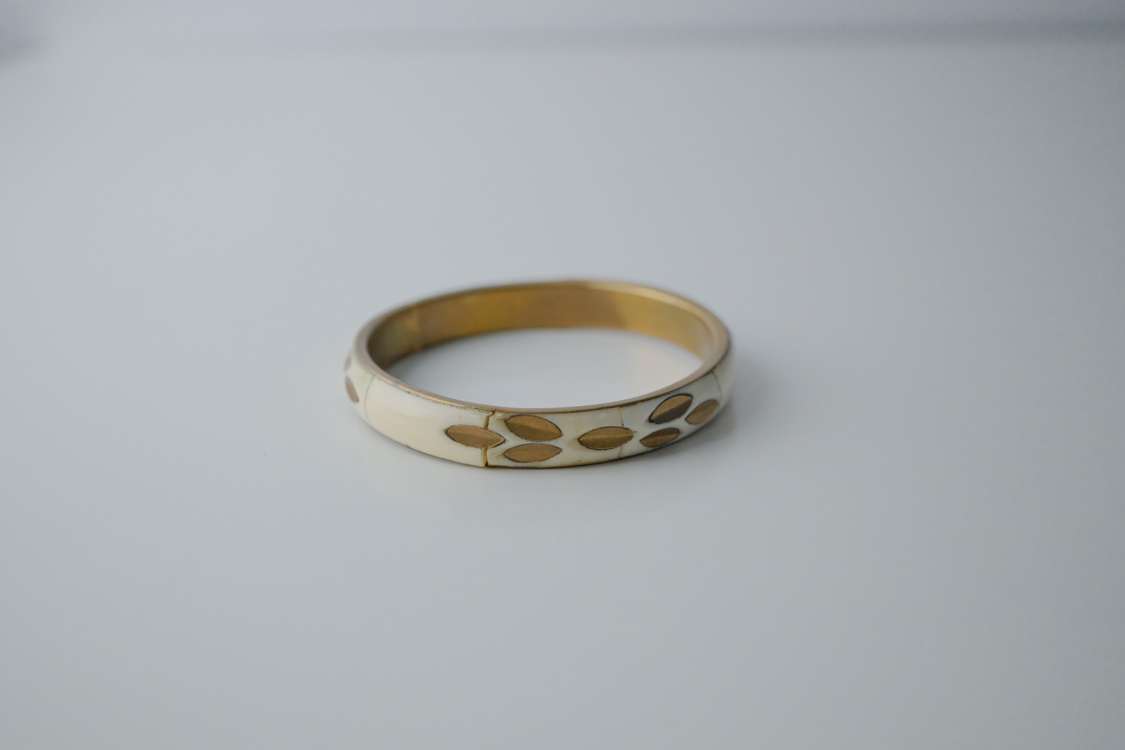 Vintage Carved Bone Brass Bangle