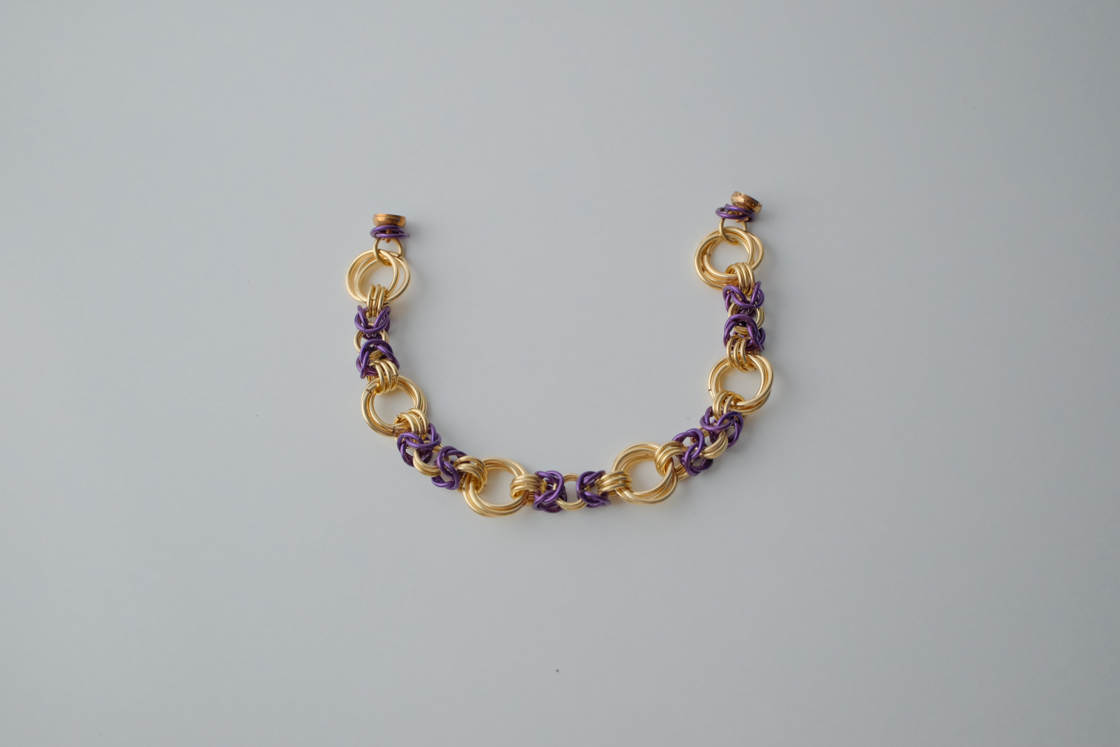 Vintage Gold and Violet Chain Link Bracelet