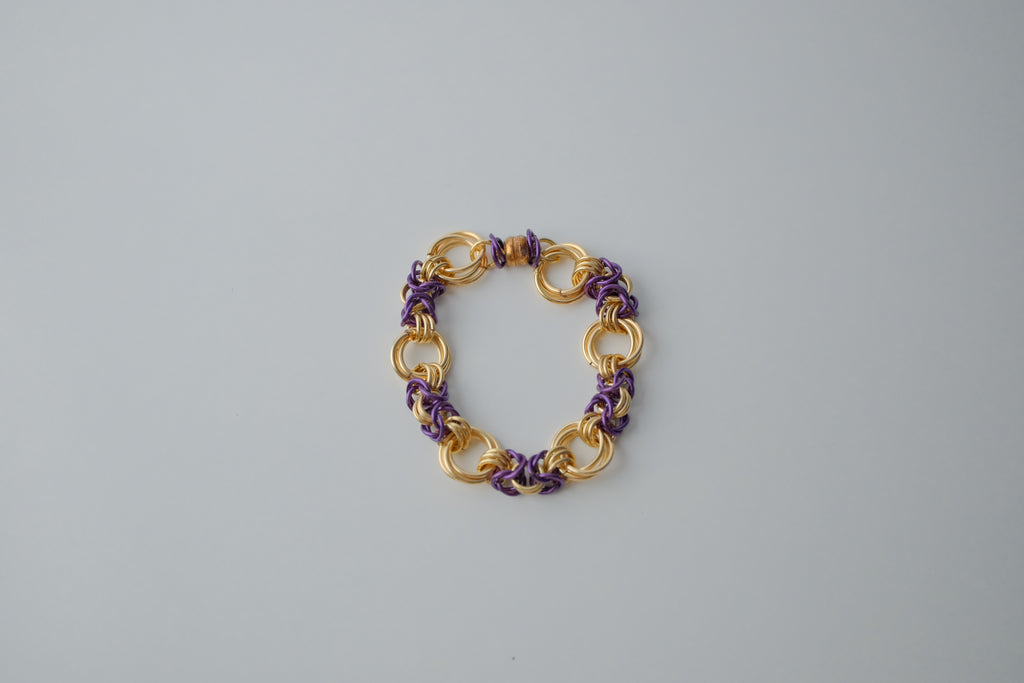 Vintage Gold and Violet Chain Link Bracelet