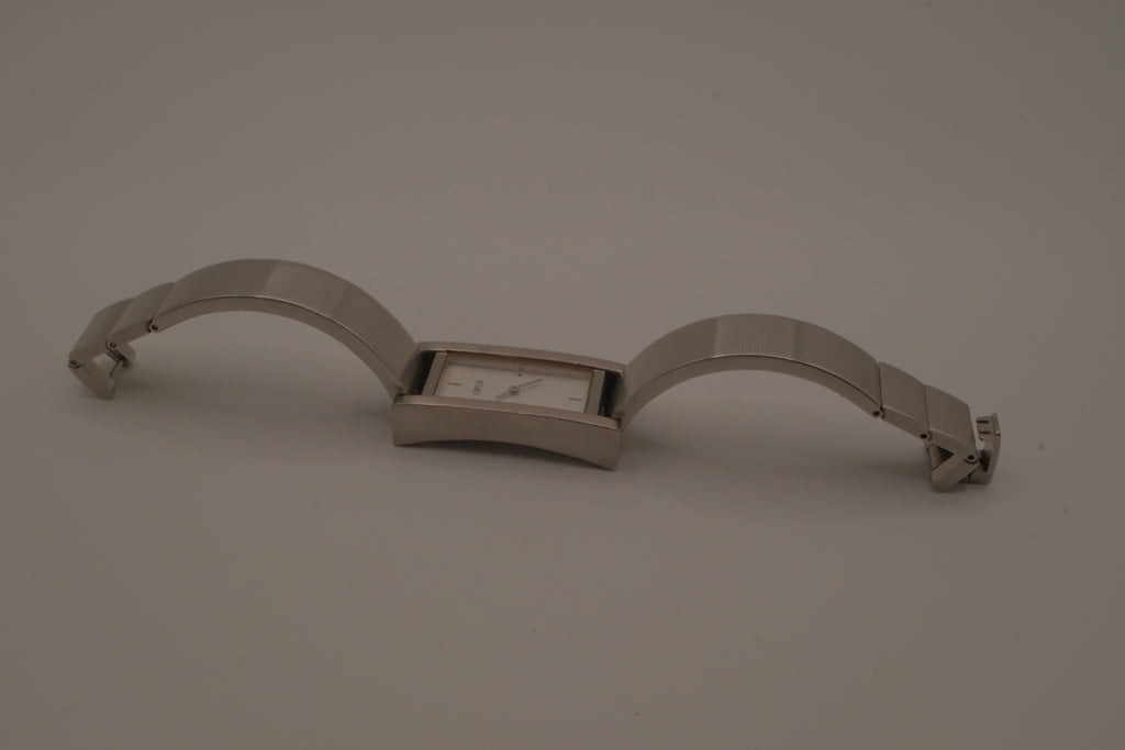 OPEX Paris minimalist rectangular stainless steel bangle watch