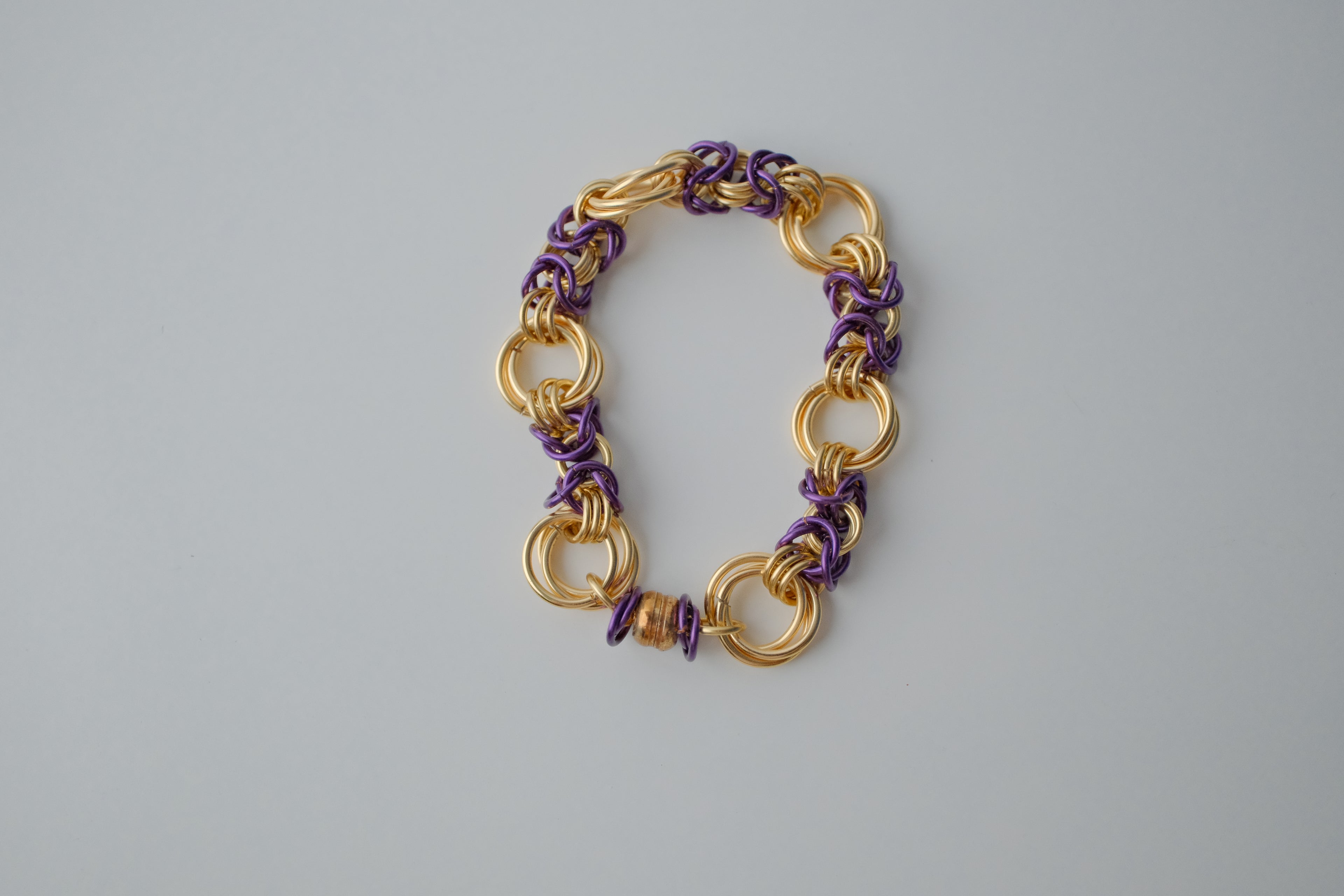 Vintage Gold and Violet Chain Link Bracelet