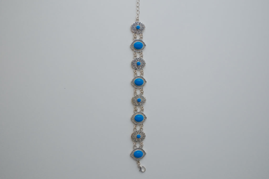 Vintage Turqouise Silver Link Bracelet