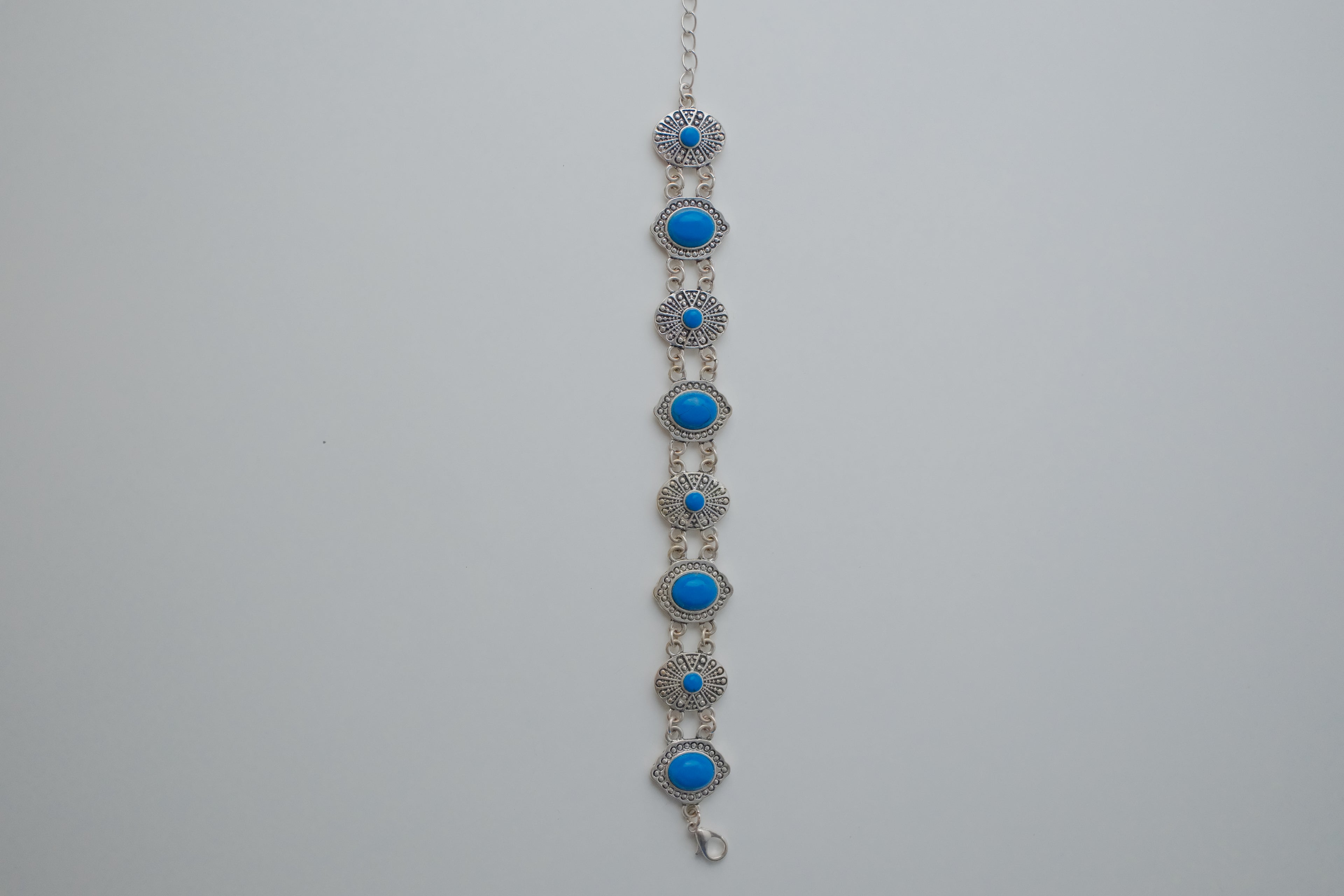 Vintage Turqouise Silver Link Bracelet