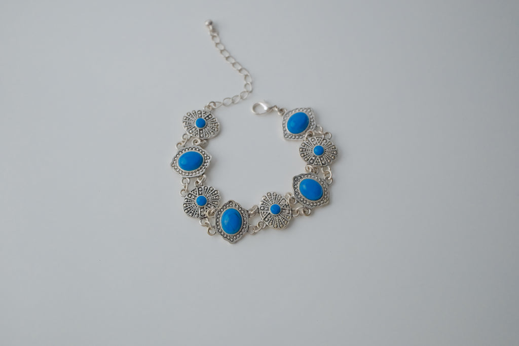 Vintage Turqouise Silver Link Bracelet