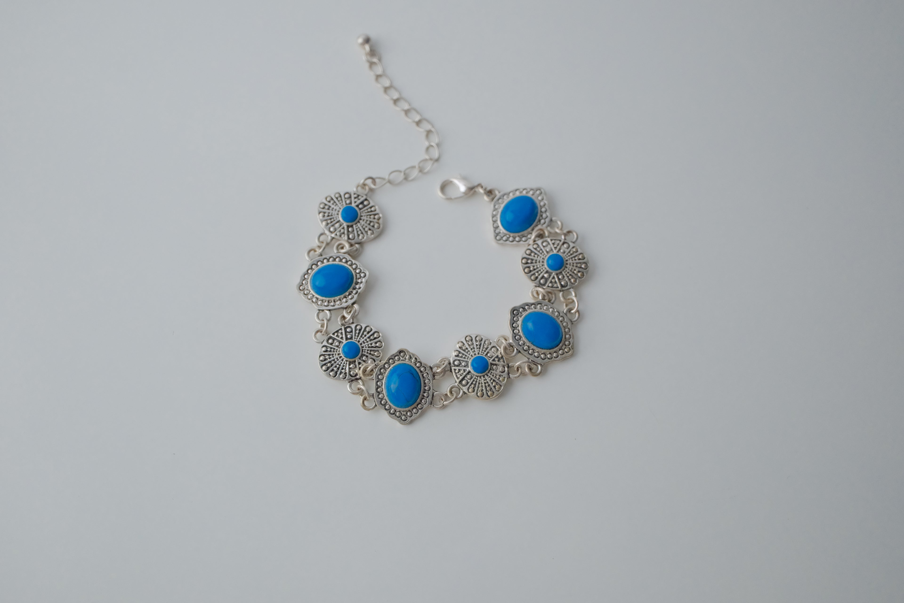 Vintage Turqouise Silver Link Bracelet