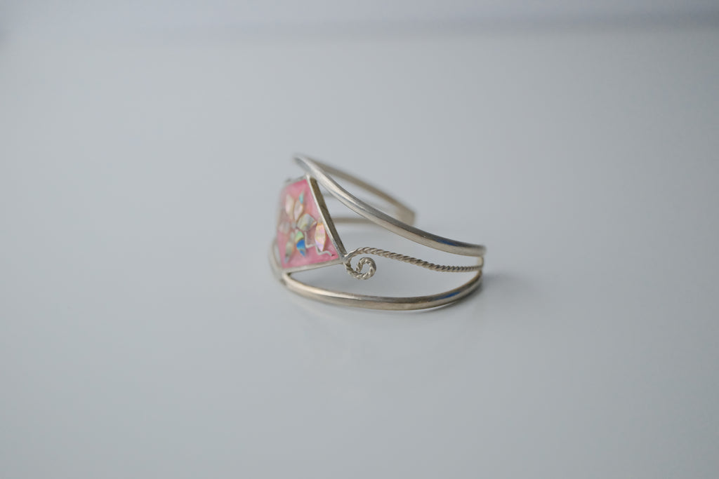 Vintage Sterling Silver Pink Abalonel Cuff&nbsp;