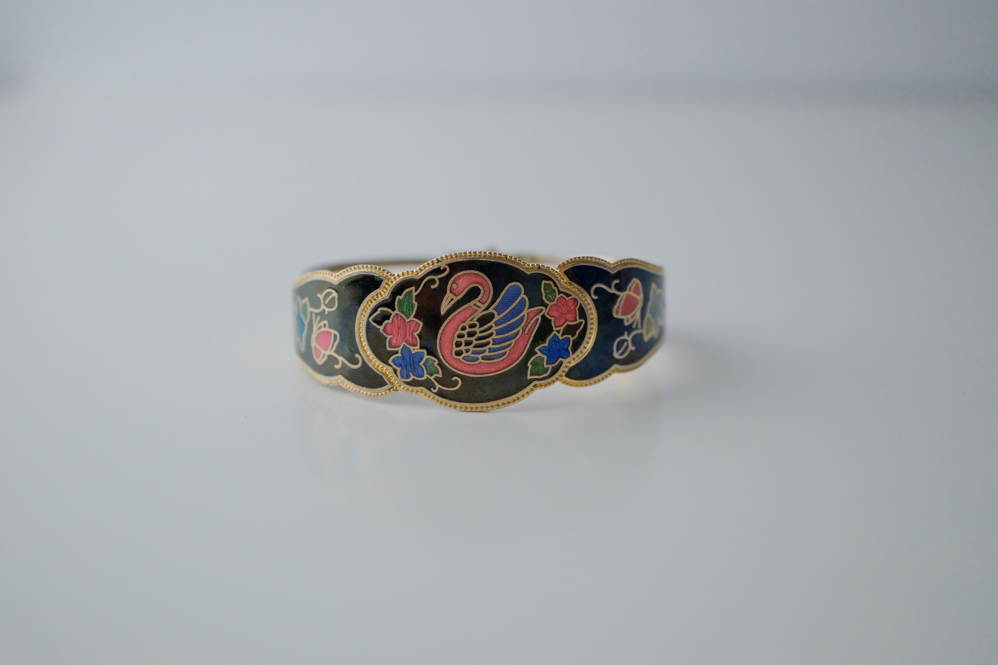 Vintage Cloissone Swan Cuff Bangle