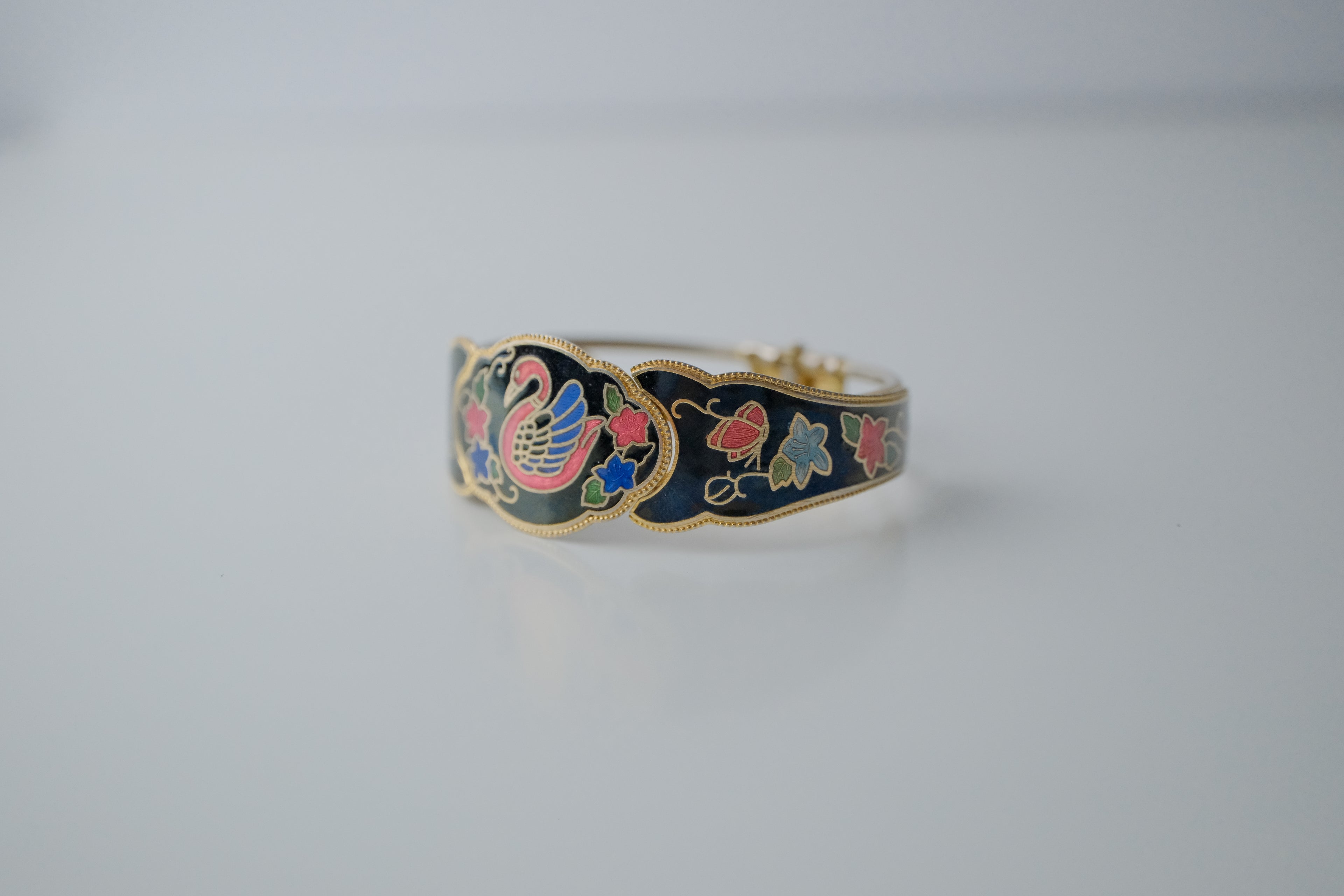 Vintage Cloissone Swan Cuff Bangle