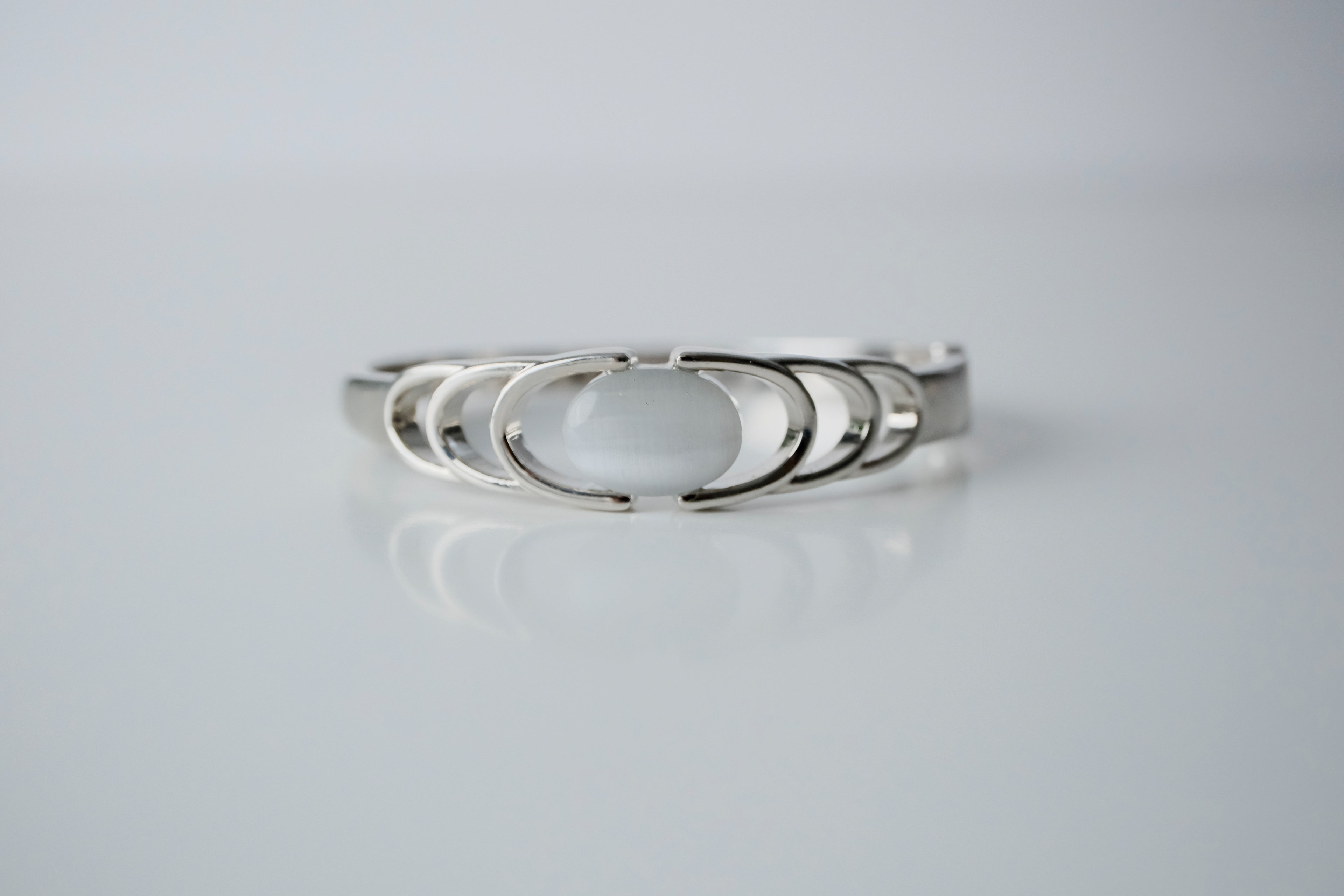 Vintage Silver Moonstone Bangle