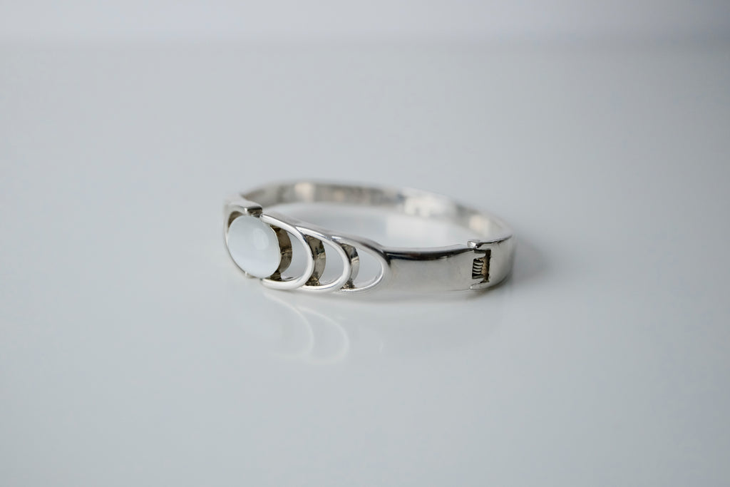 Vintage Silver Moonstone Bangle