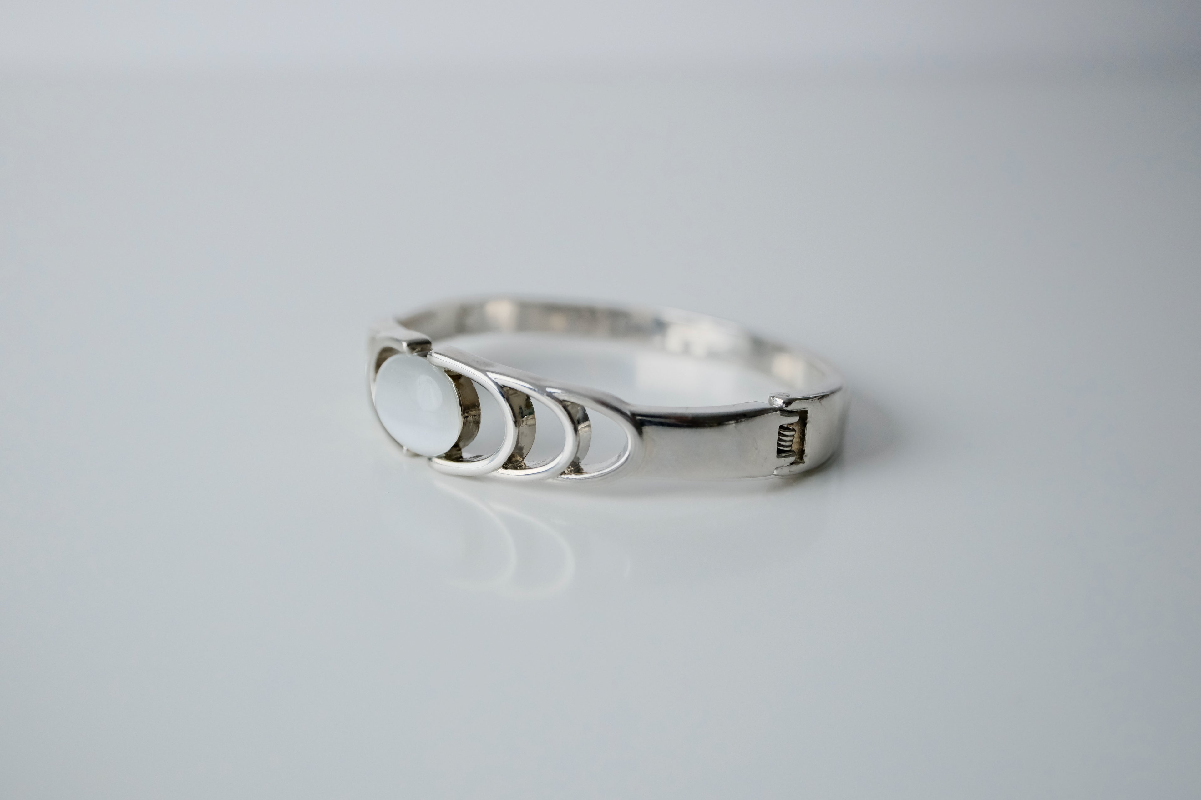 Vintage Silver Moonstone Bangle