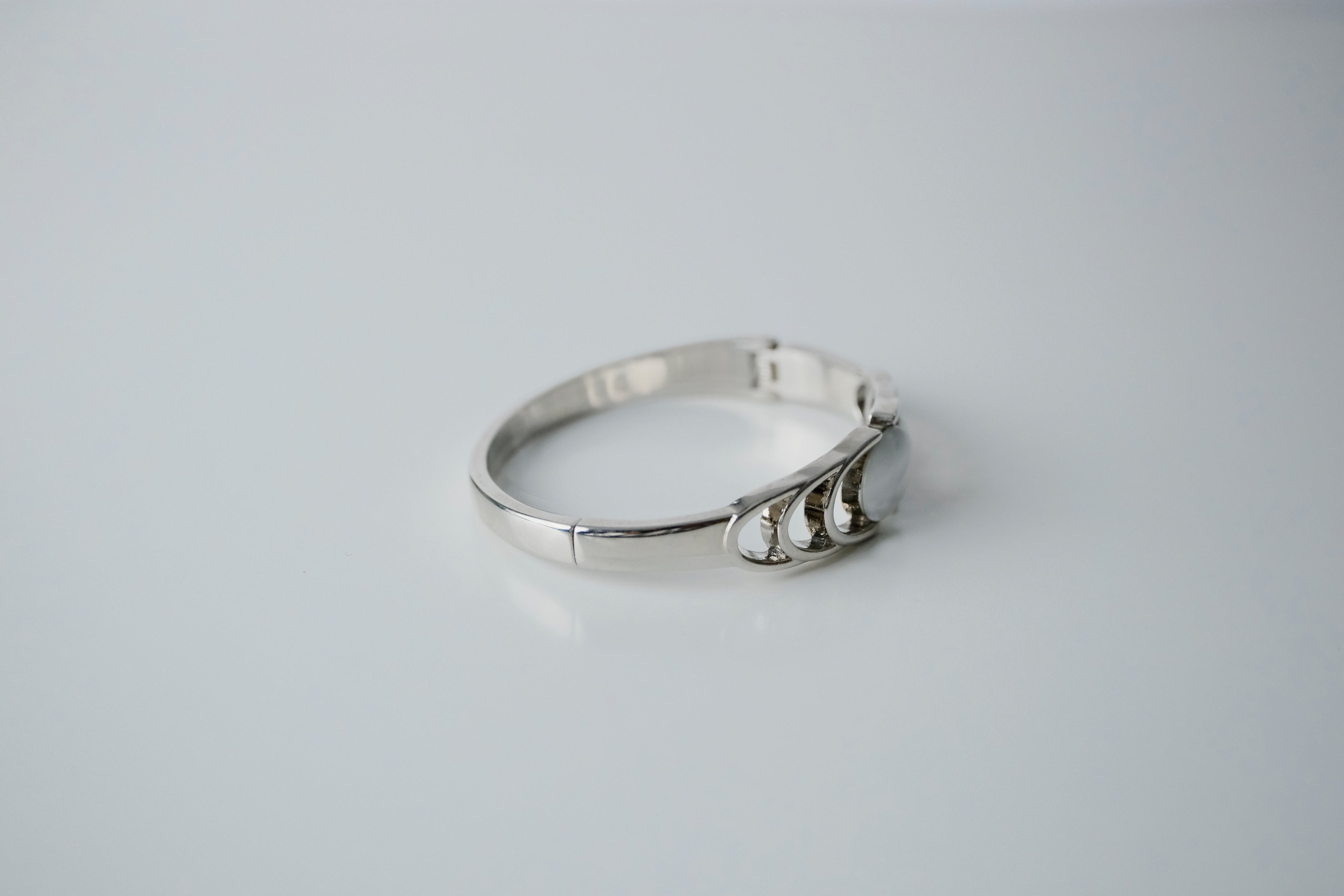 Vintage Silver Moonstone Bangle