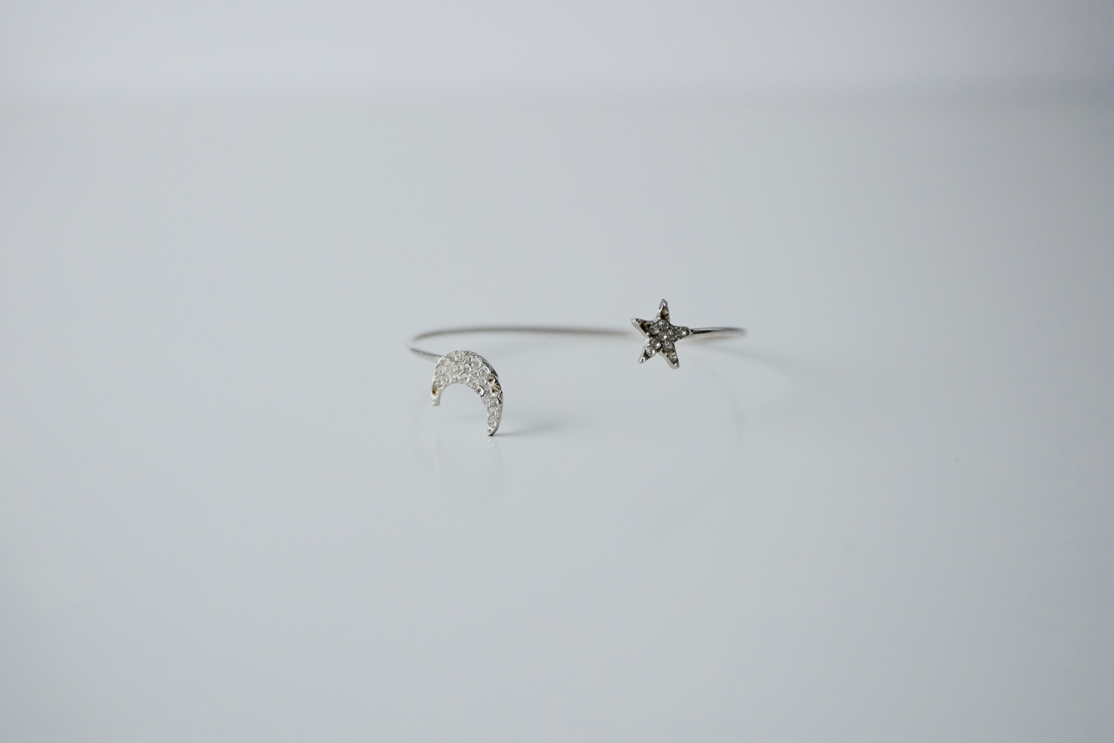 Delicate Silver Moon and Star Cuff