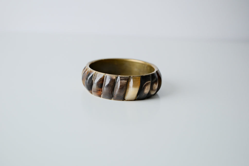 Vintage Tortoise Shell Carved Bangle