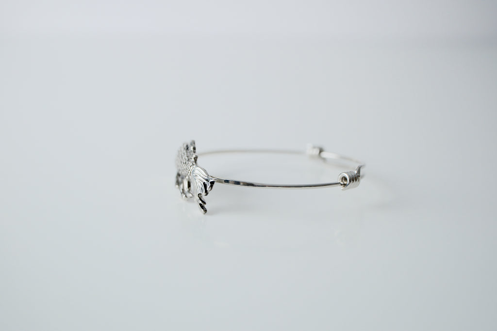 Vintage Silver Textured Fish Bangle