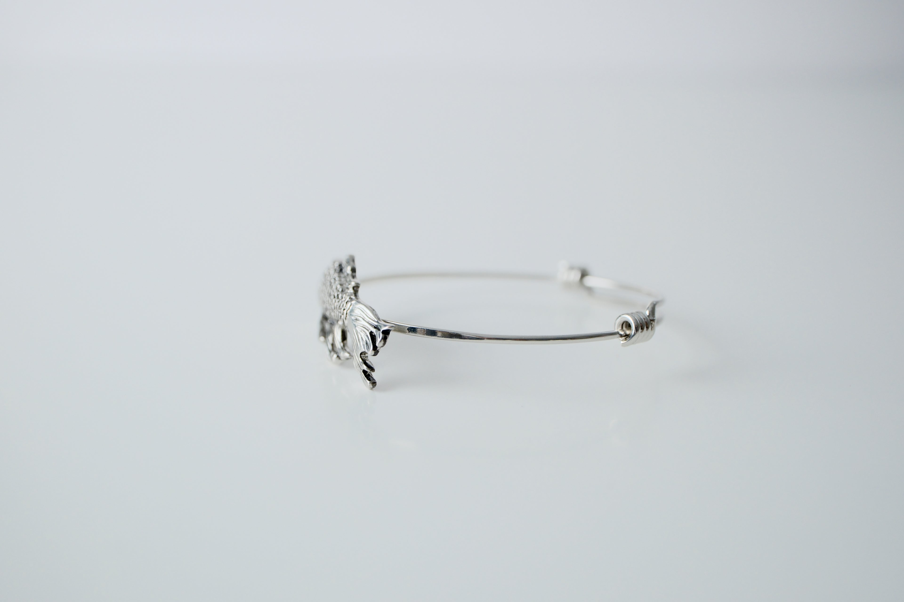 Vintage Silver Textured Fish Bangle