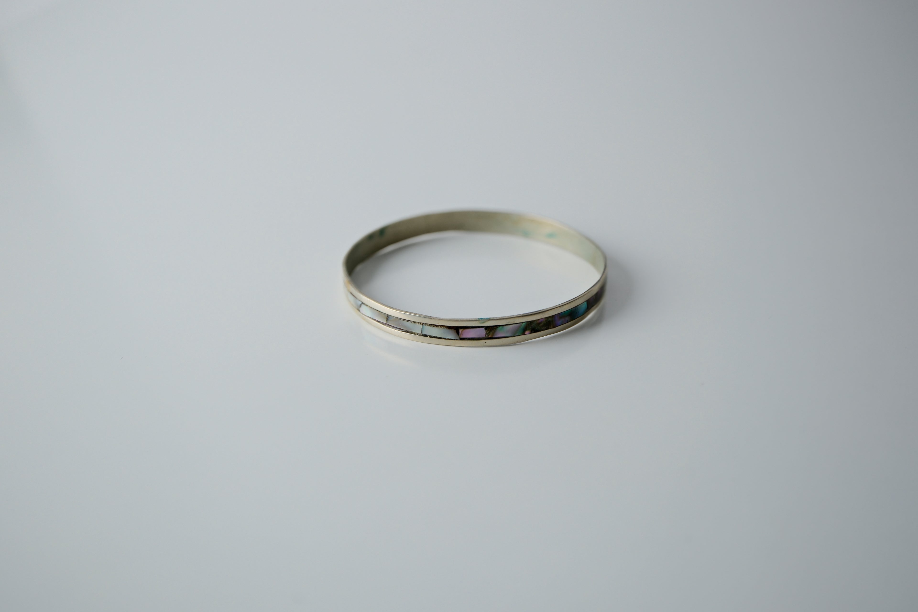 Vintage Sterling Silver Abalone Shell Bangle