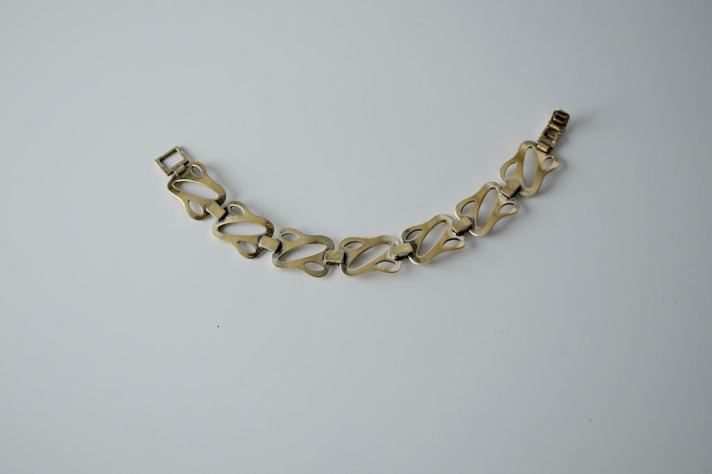 Vintage Sterling Silver Carved Link Bracelet