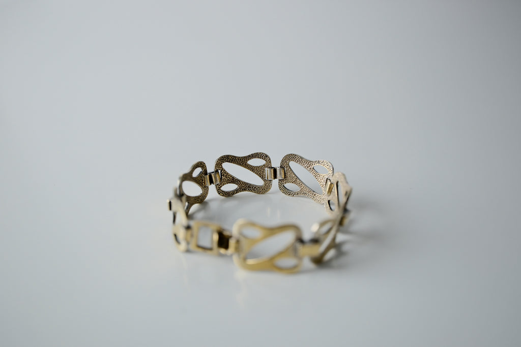 Vintage Sterling Silver Carved Link Bracelet