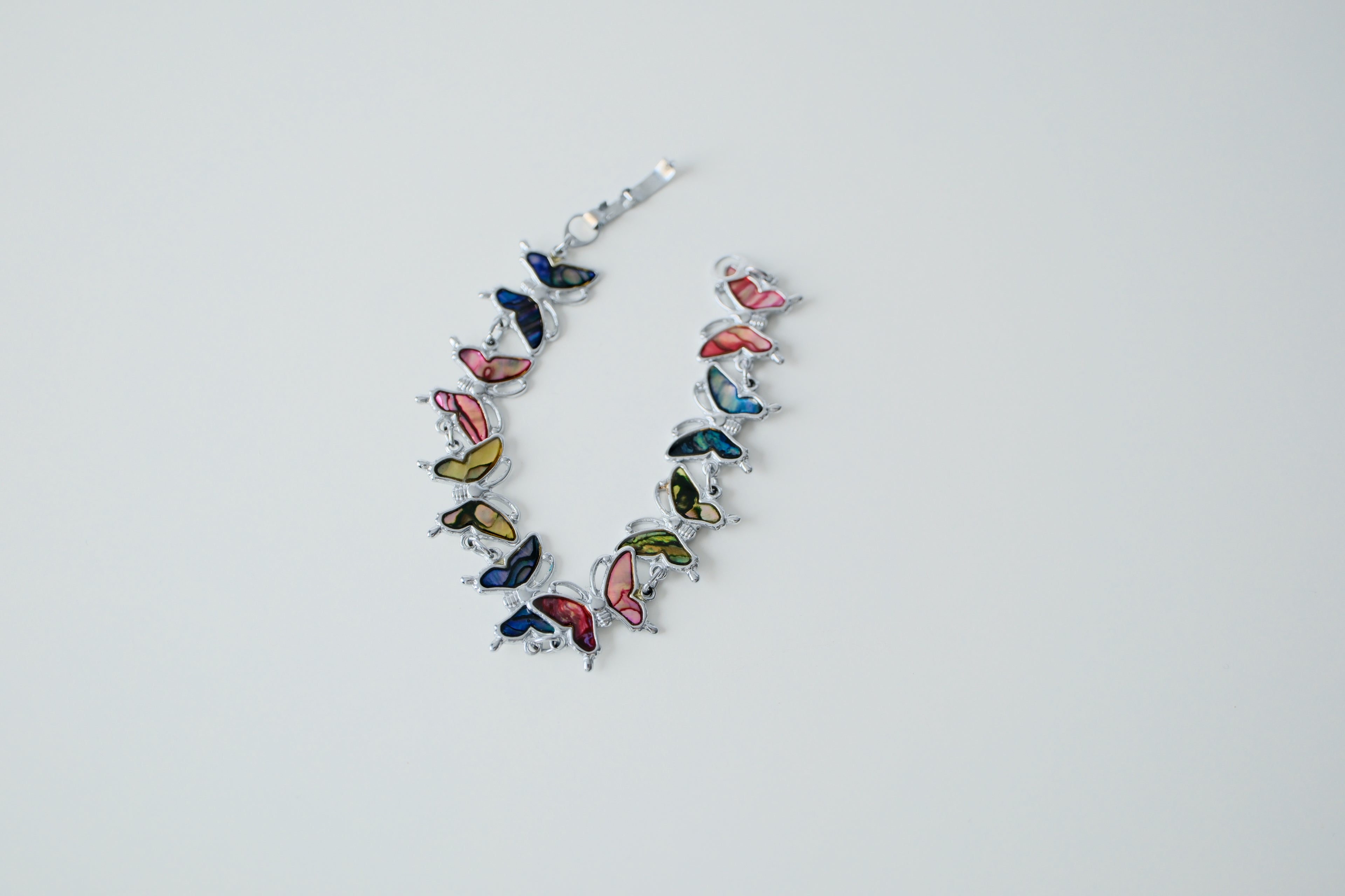 Vintage Silver Abalone Butterfly Bracelet