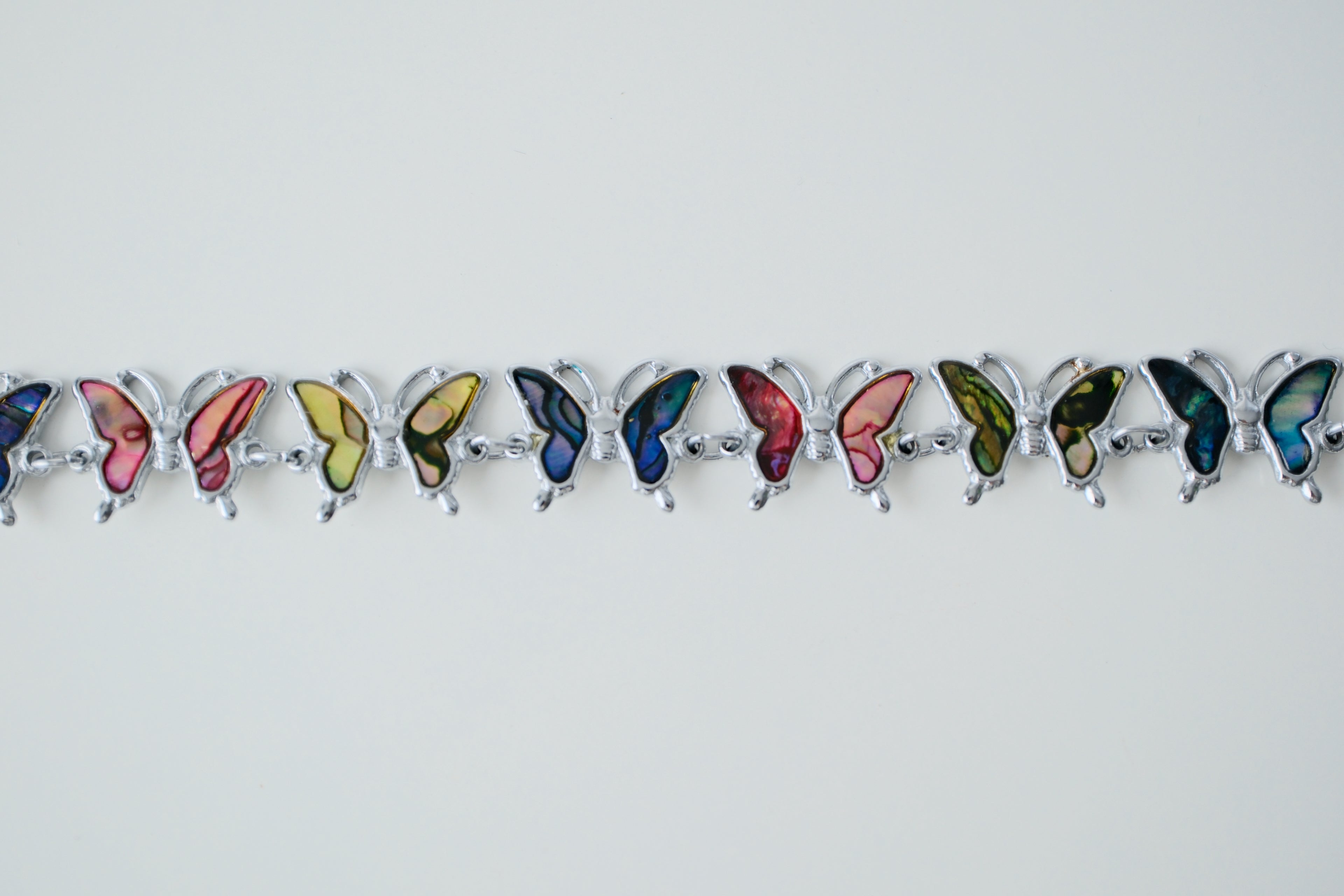 Vintage Silver Abalone Butterfly Bracelet