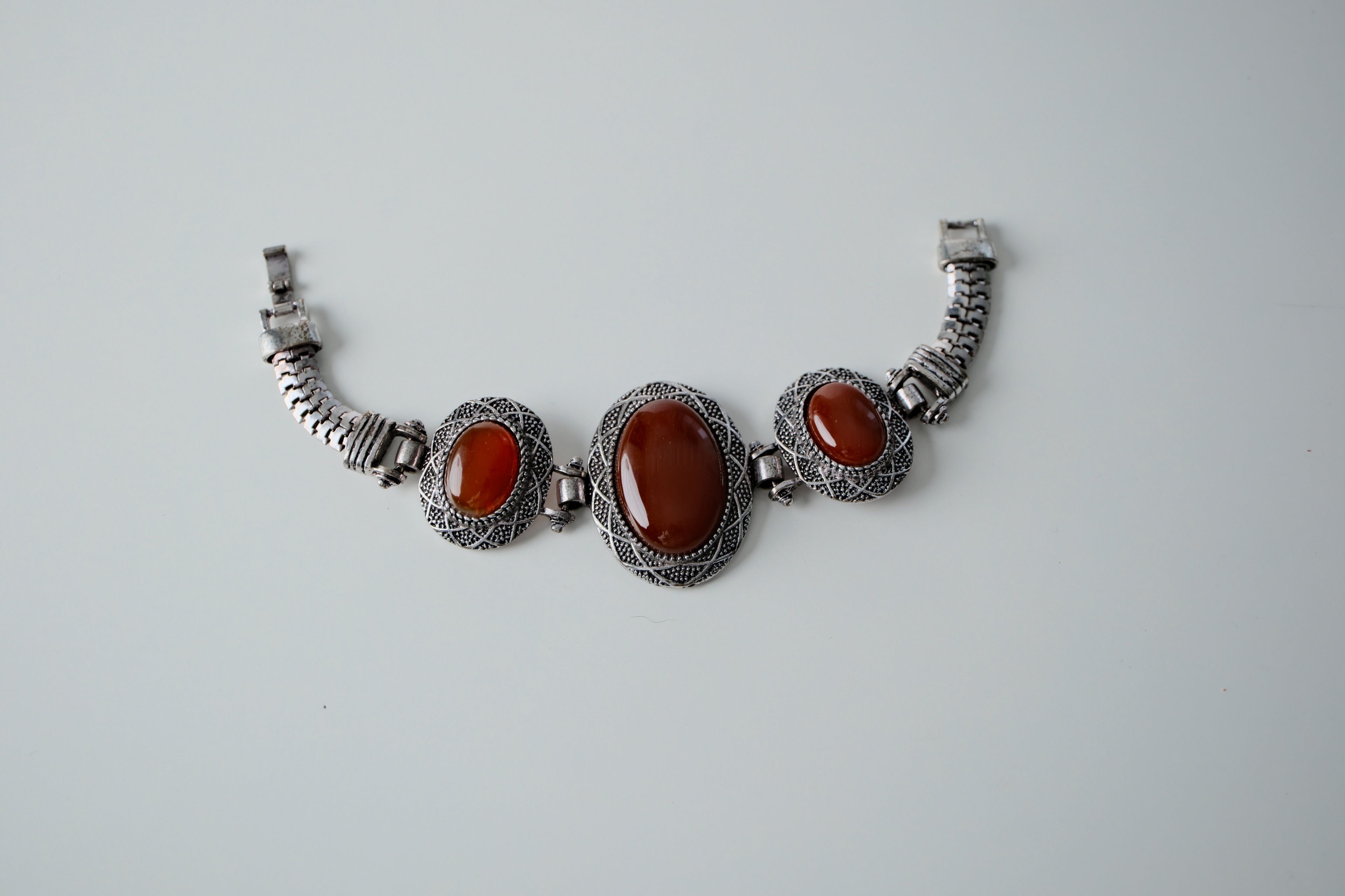 Vintage Silver Carnelian Bracelet