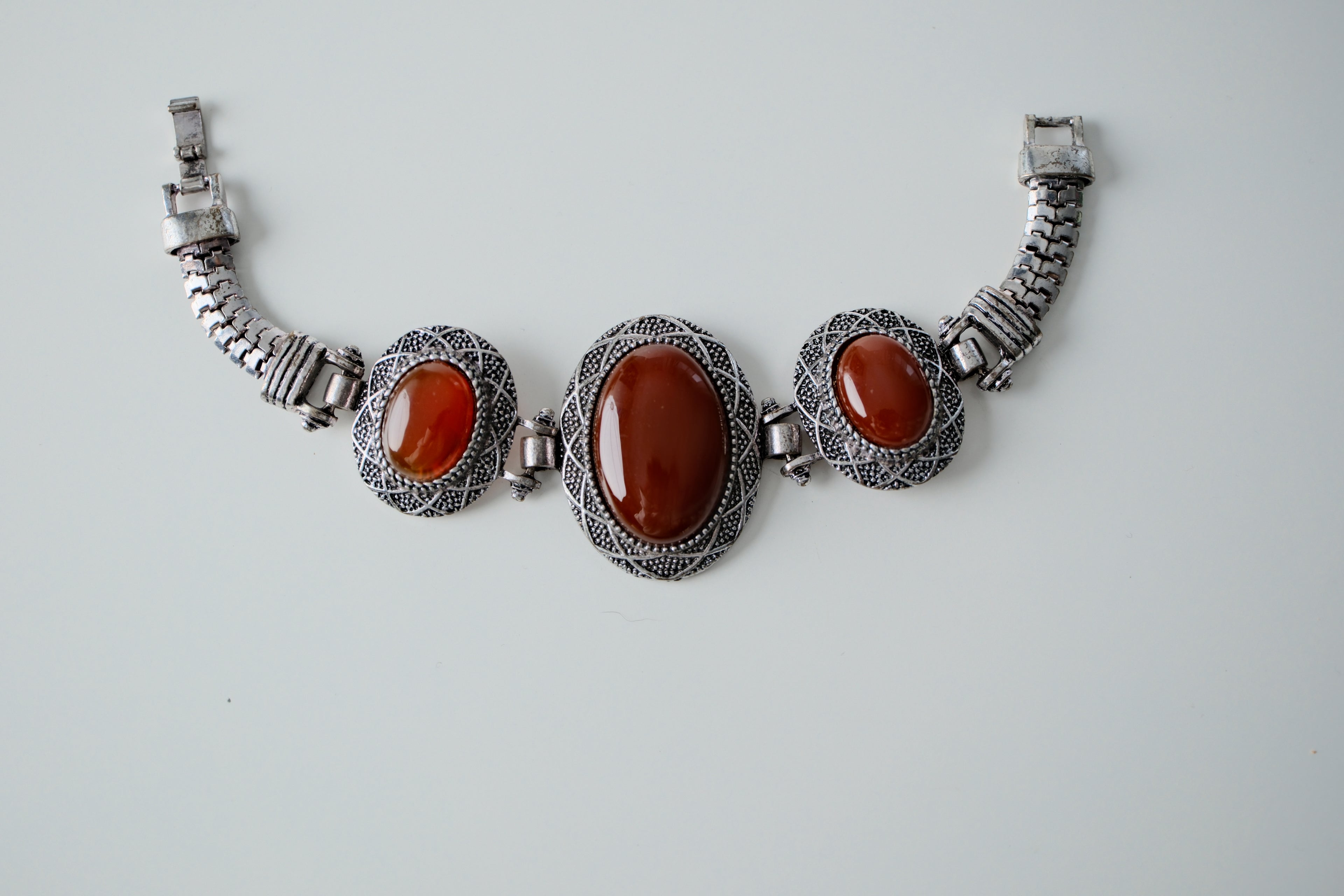 Vintage Silver Carnelian Bracelet