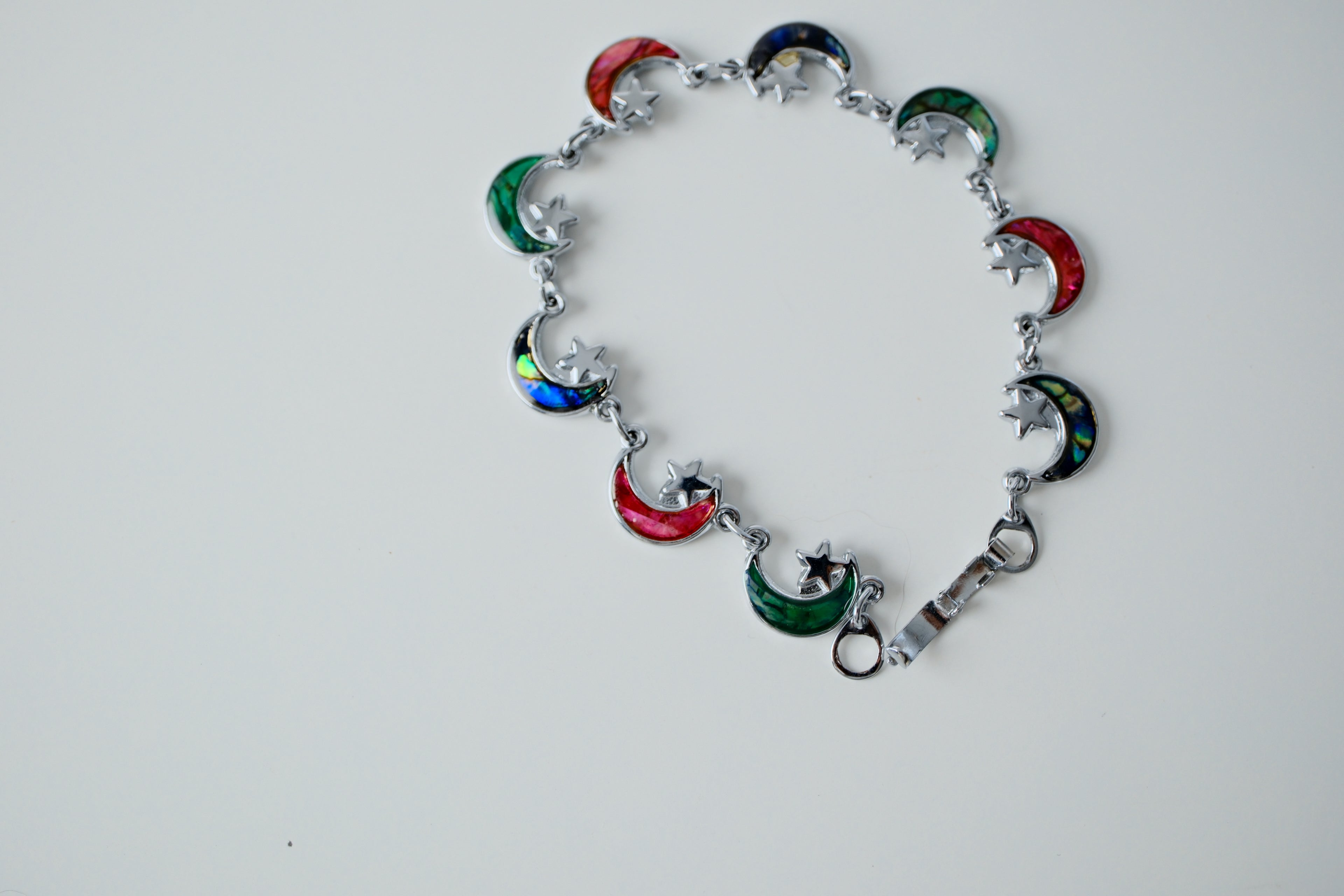 Vintage Abalone Shell Crescent Moon Bracelet