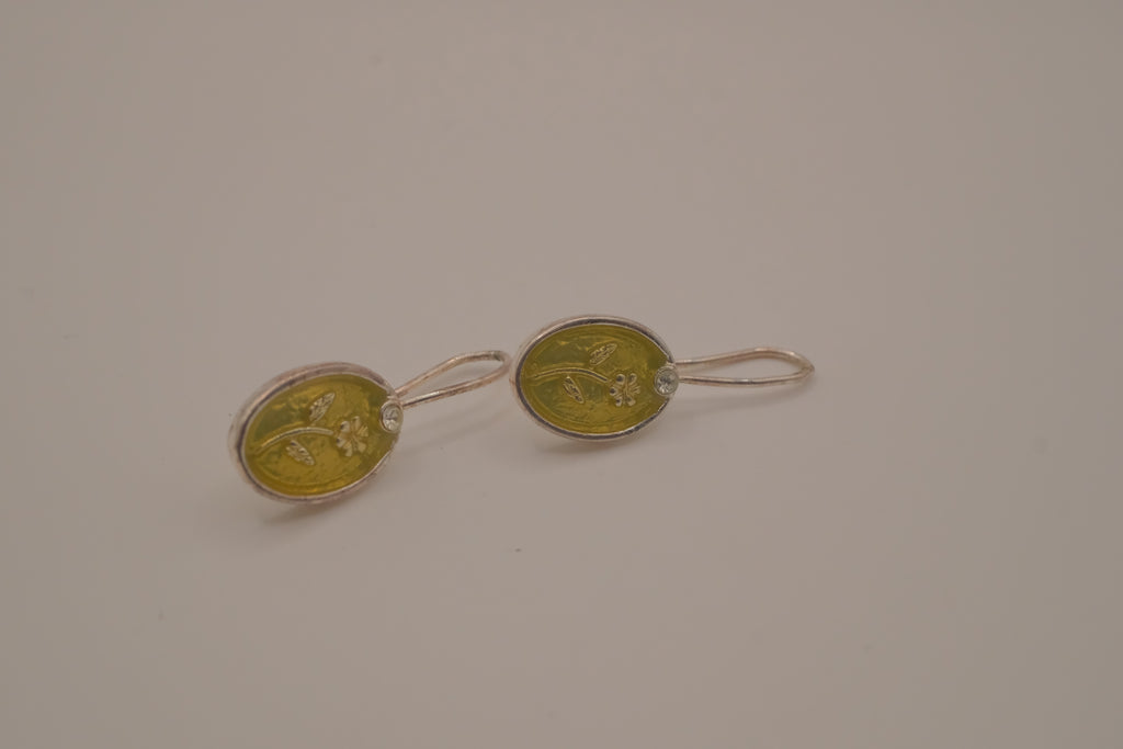 Embossed flower dangle earring