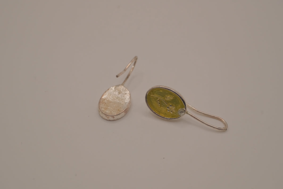Embossed flower dangle earring