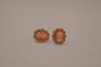 Vintage peach and cream cameo earring
