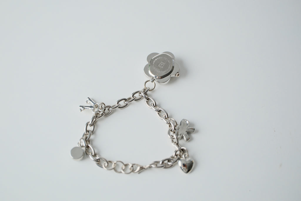 Vintage Silver and Blue Watch Charm Bracelet